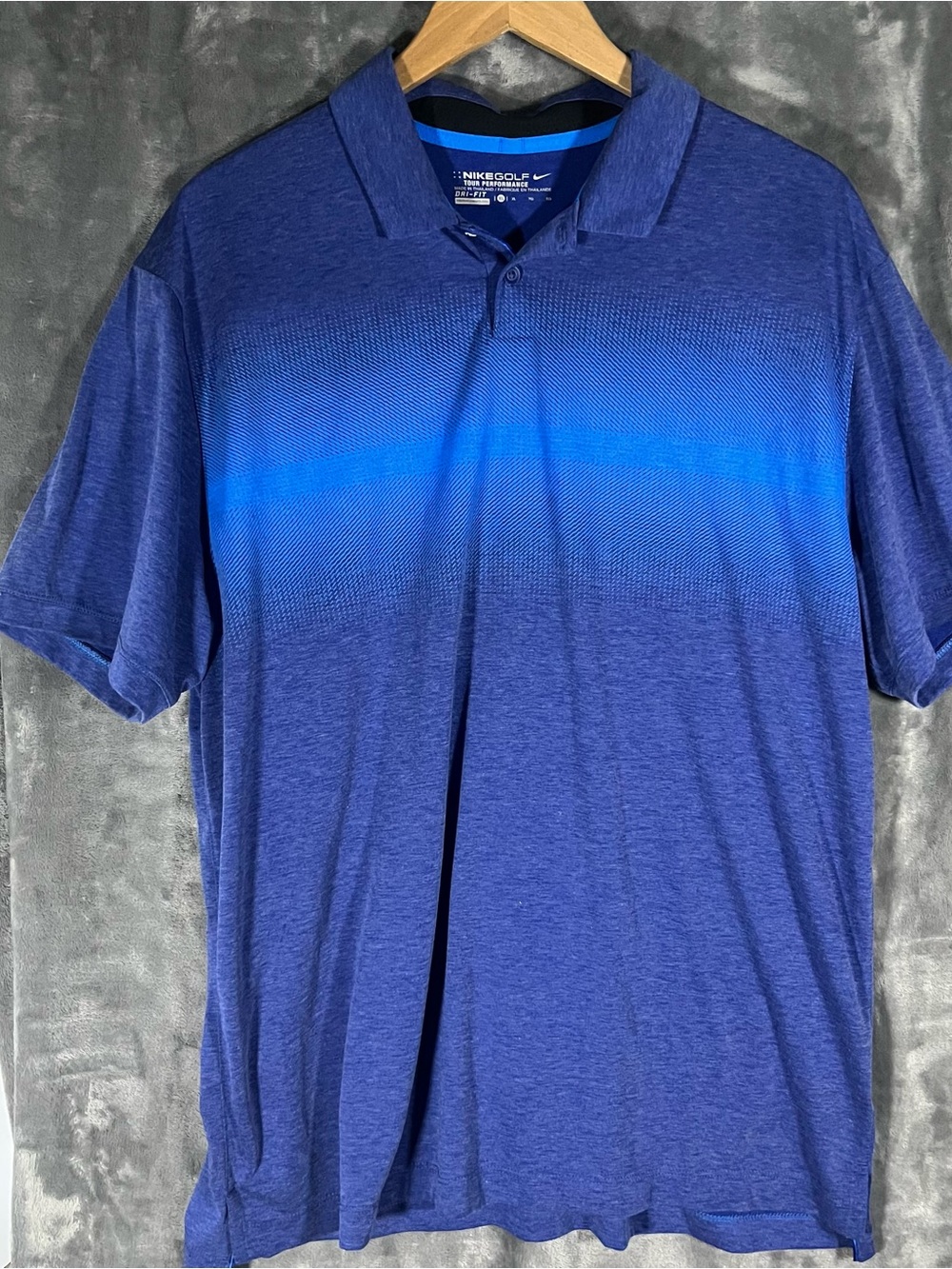 Nike Men's Royal and Bright Blue Gradient Polo